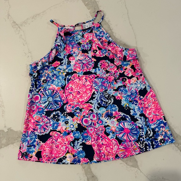 Lilly Pulitzer Billie Top Sleeveless Ruffle Tank Women’s Small Turtle Amazement - Picture 3 of 9